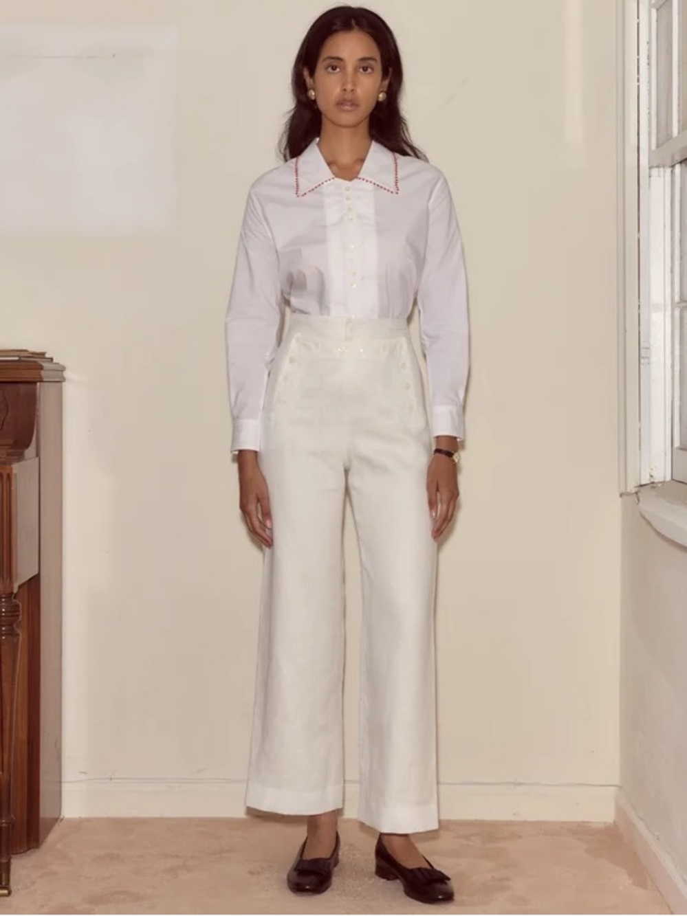 Bode white linen sailor trousers